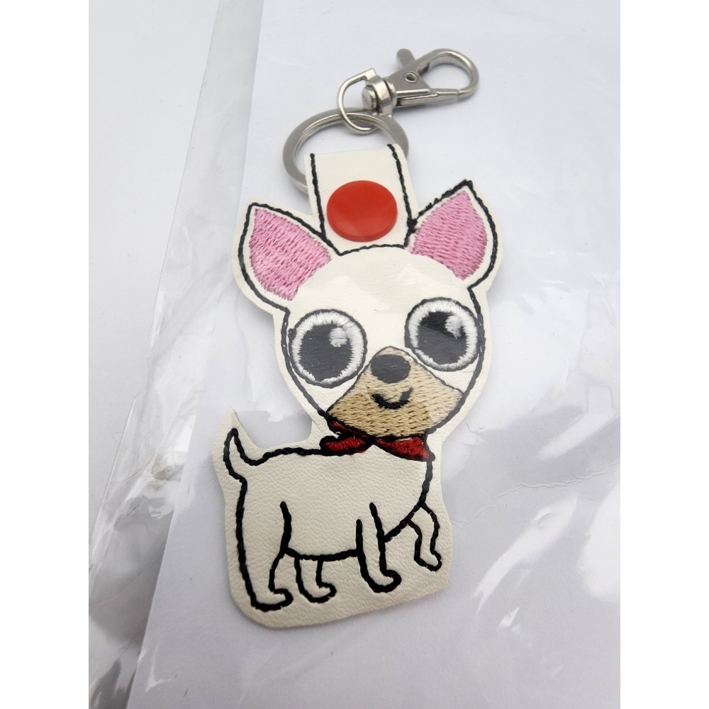 White Chihuahua Dog‎ Keychain